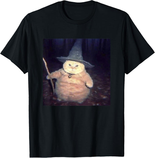 Vintage Witch Cat Peekaboo Halloween Funny Cat Meme Weird T-Shirt - T-Shirt | Black