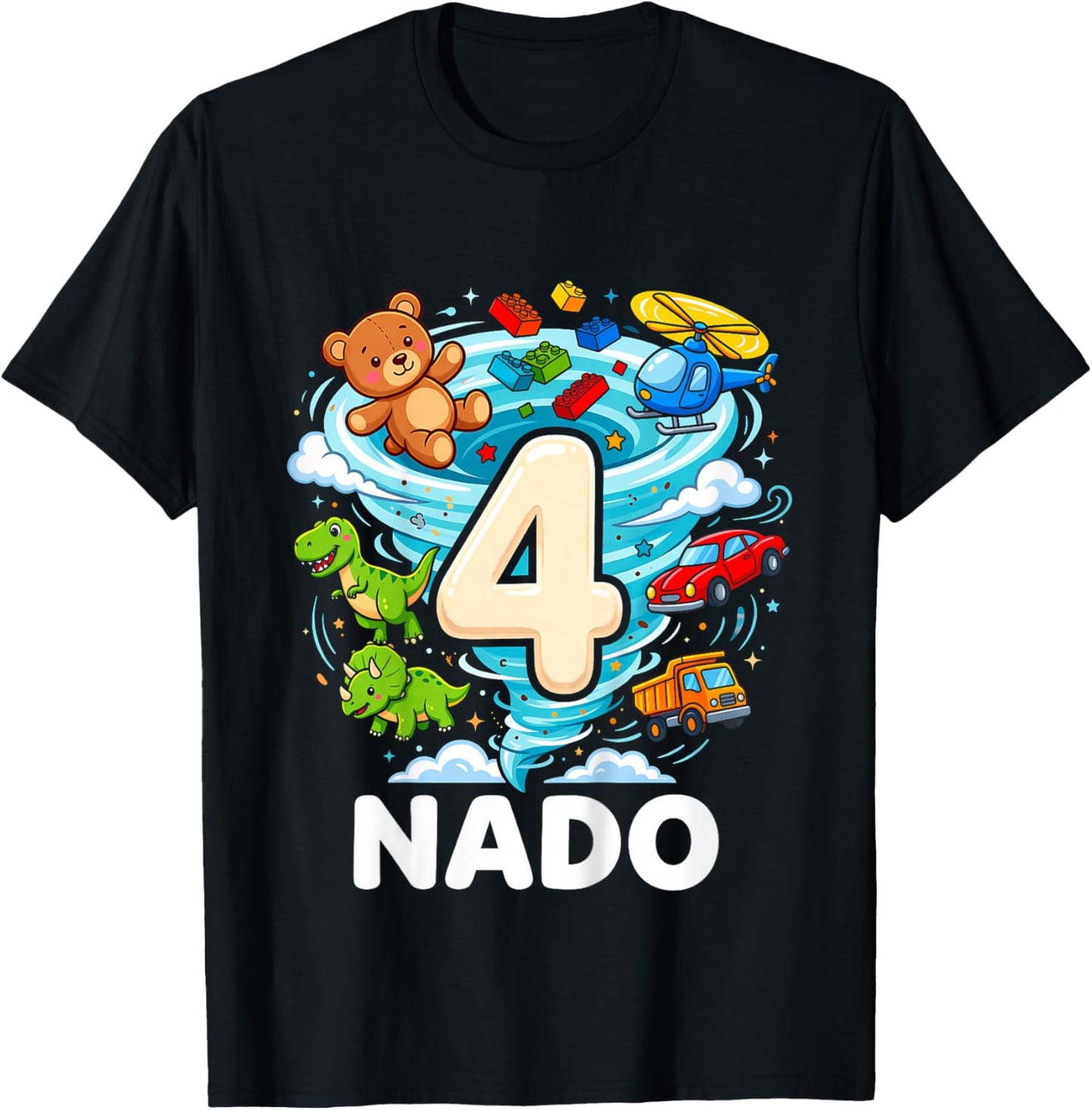 4nado Fournado 4th Birthday Boy 4 Four Year Old Toddler T-Shirt - T-Shirt | Black