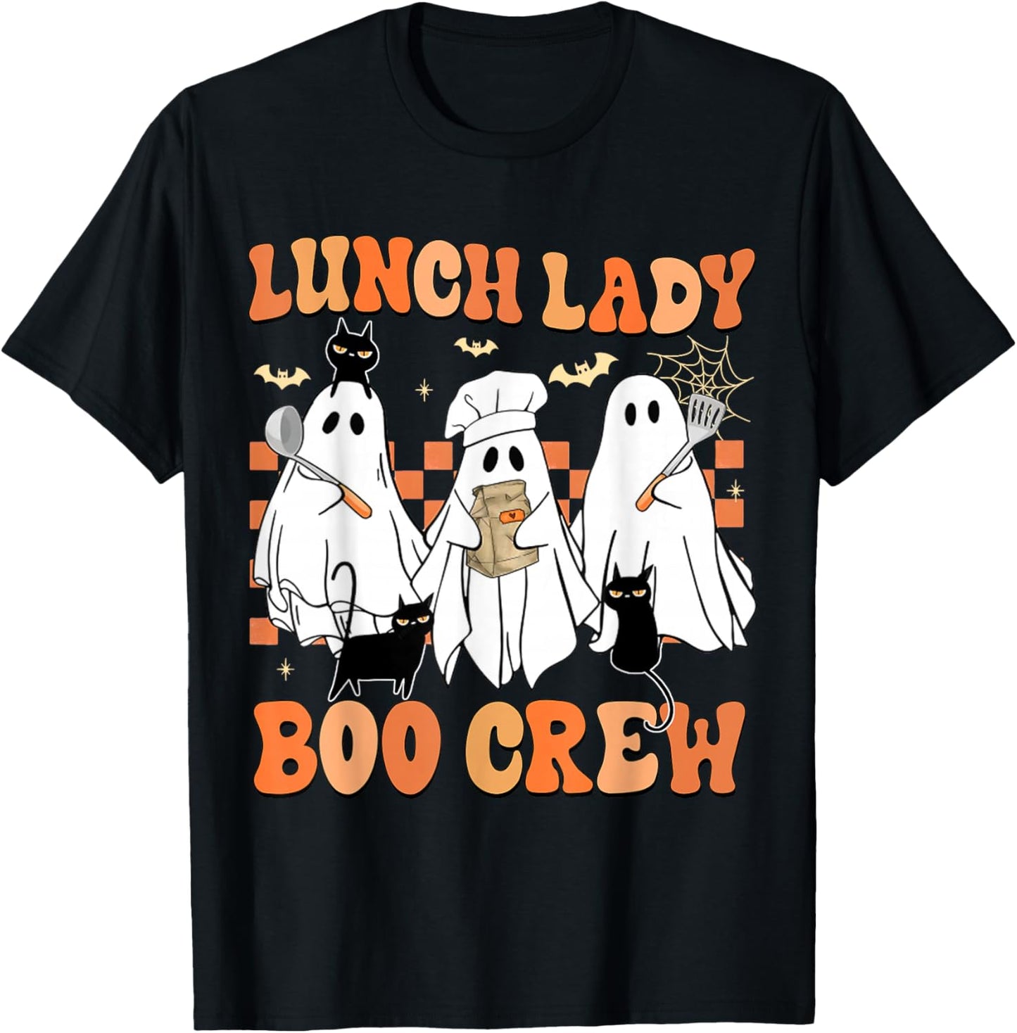 Lunch Lady Boo Crew Ghost Chef Funny Cafeteria Worker Staff T-Shirt - T-Shirt | Black