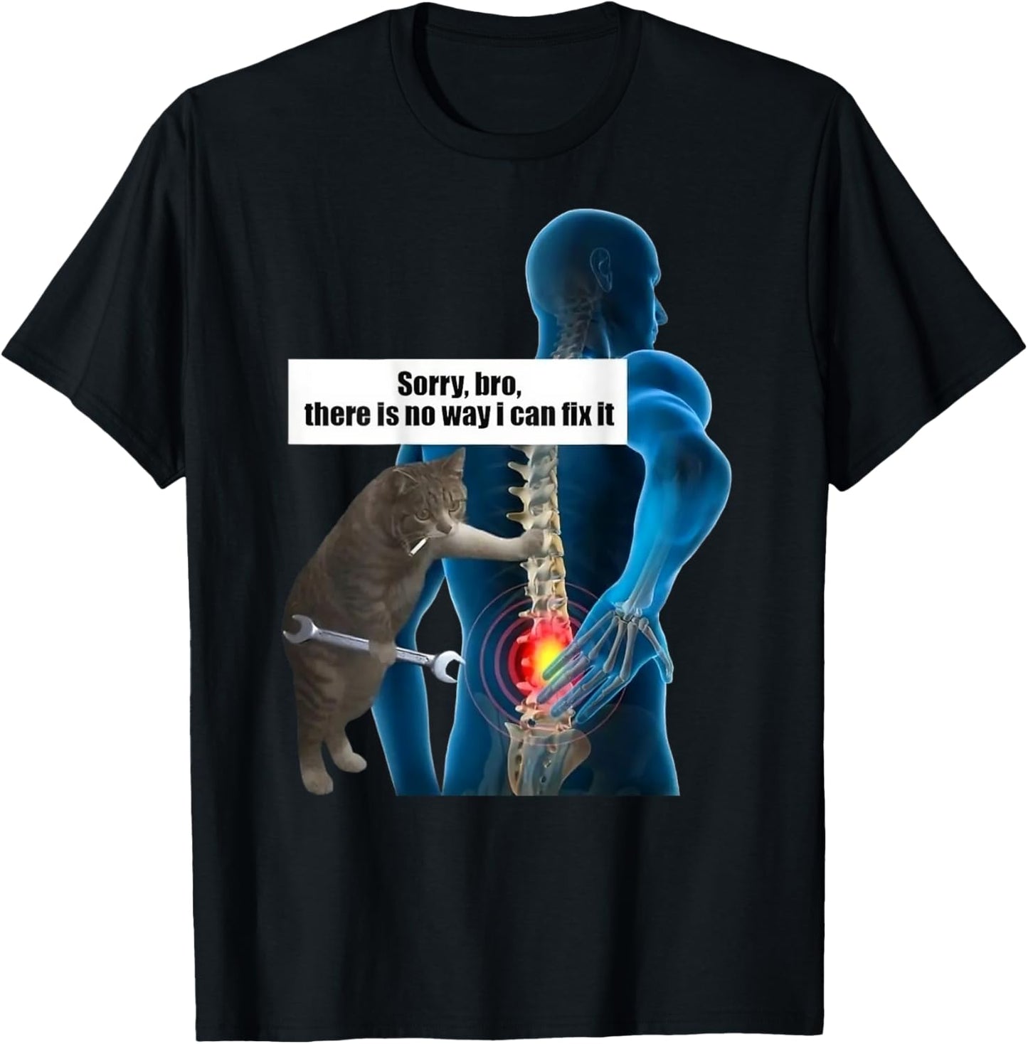 Funny Cat Meme Back Pain Getting Old Sarcastic Middle Age Men Women T-Shirt - T-Shirt | Black