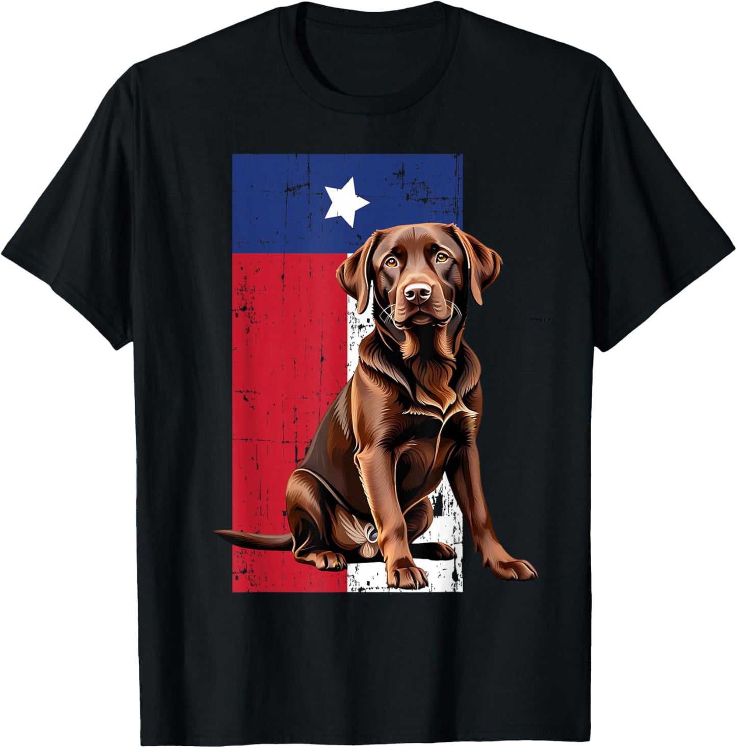 Chocolate Labrador Texas Flag Dog T-Shirt - T-Shirt | Black