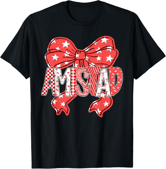 I Love Amistad Preppy Bow Teacher Student T-Shirt - T-Shirt | Black
