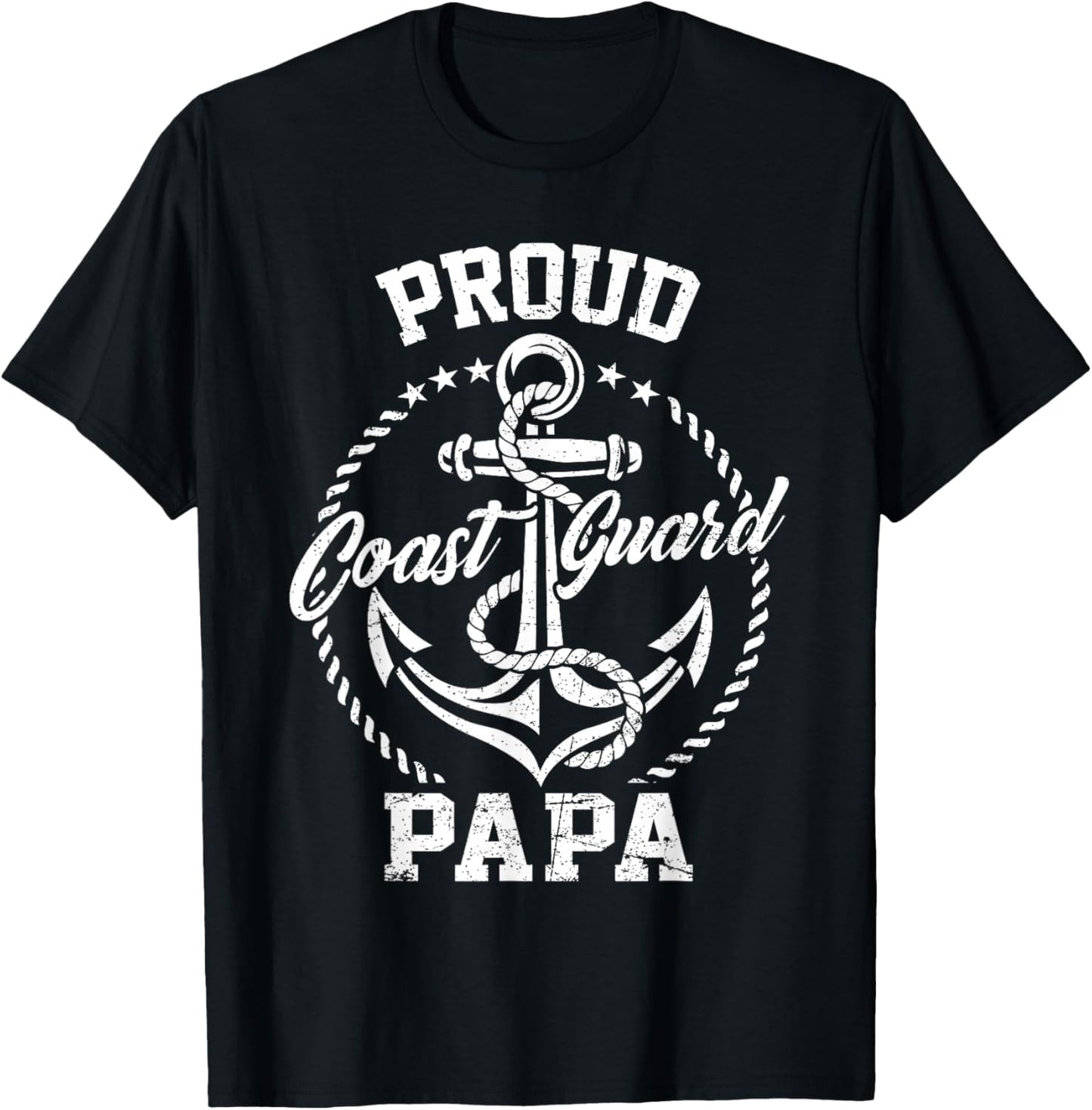 Proud Coast Guard Papa USCG Coastie Family Matching T-Shirt - T-Shirt | Black