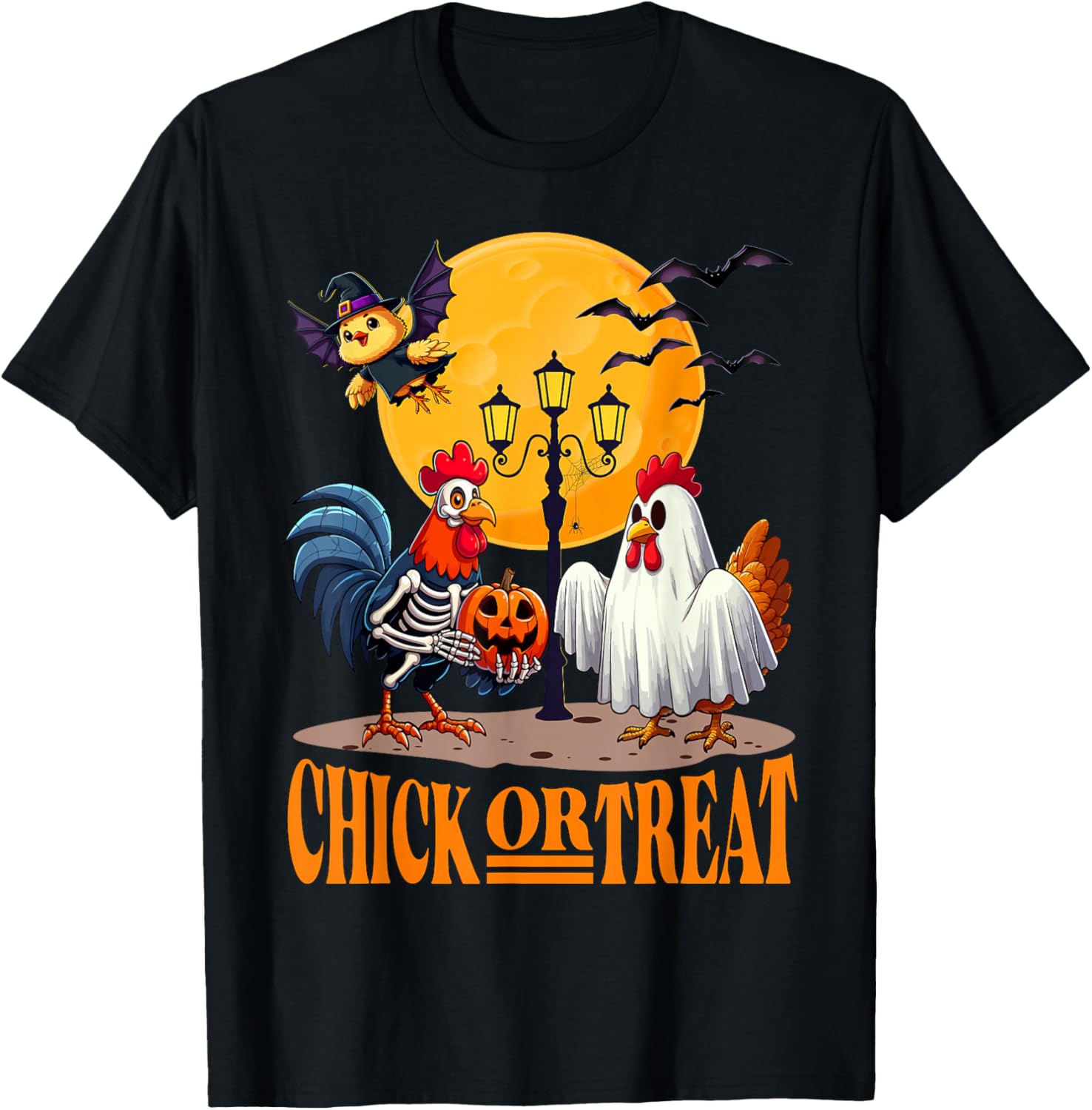 Skeleton Chicken Halloween Funny Spooky chicken Lovers T-Shirt - T-Shirt | Black