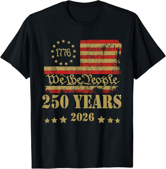 250th America US 250 Years We The People Birthday July 4th T-Shirt - T-Shirt | Black