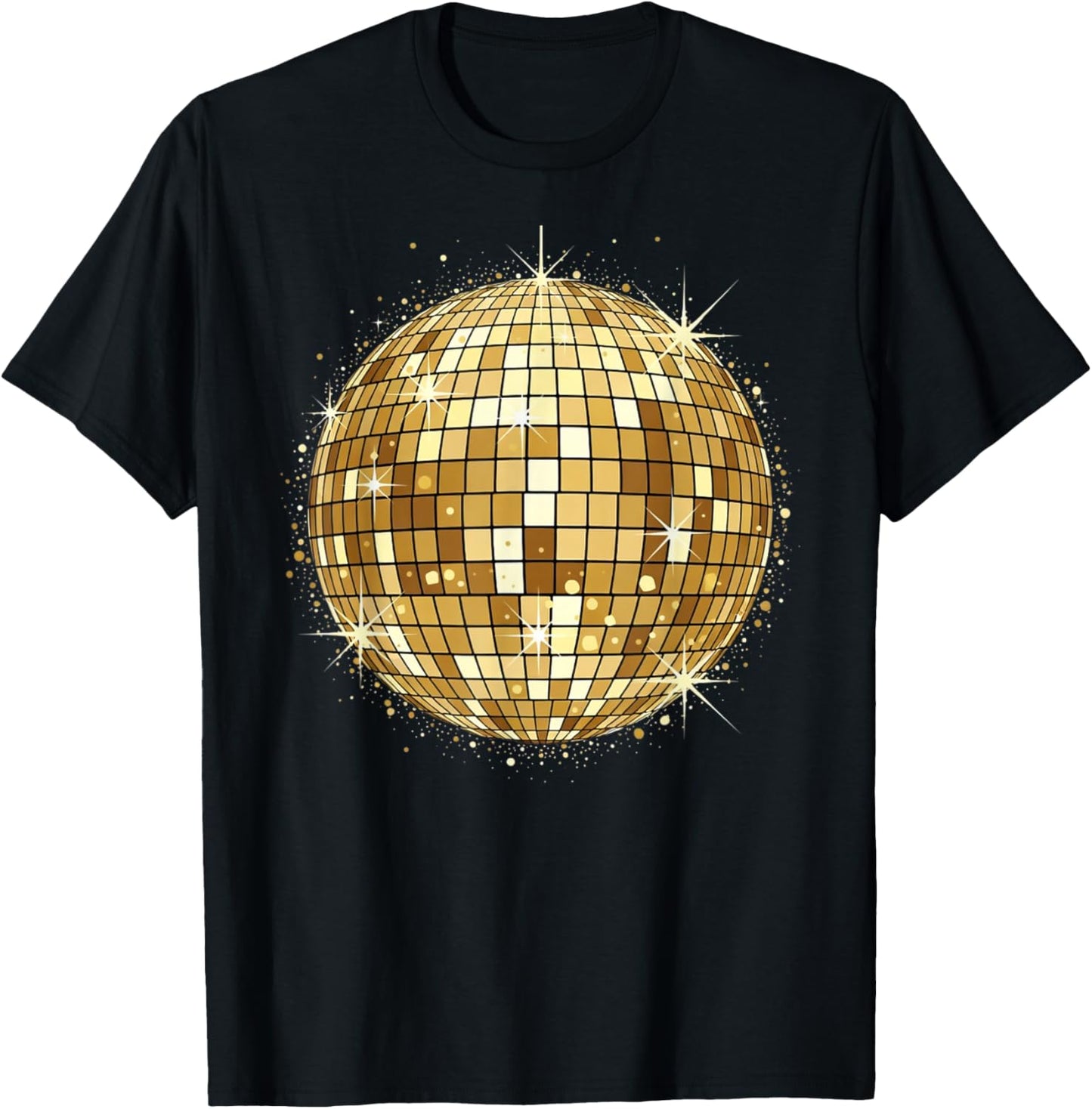 Retro Disco Ball Print T-Shirt - T-Shirt | Black
