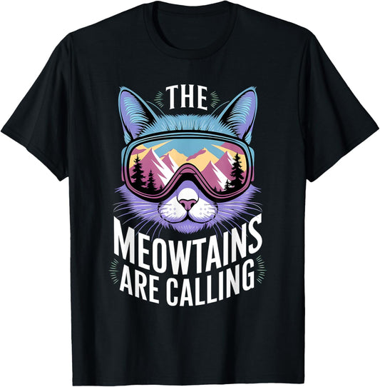 the mountains are calling cat lover Cool Snowboard ski lover T-Shirt - T-Shirt | Black