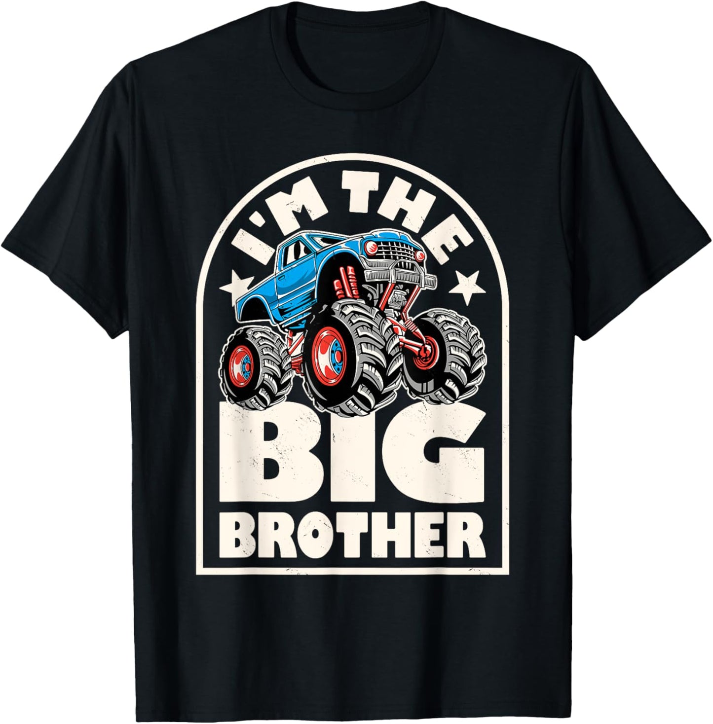 Monster Truck Brother Big Bro Family Matching Retro Racing T-Shirt - T-Shirt | Black