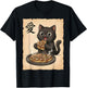 Cute Black Cat Eating Okonomiyaki Japanese Food Art Anime T-Shirt - T-Shirt | Black