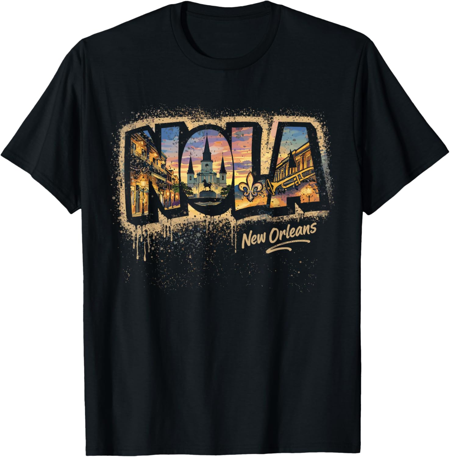 NOLA New Orleans Street Art Travel Design T-Shirt - T-Shirt | Black
