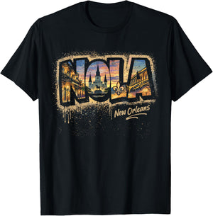 NOLA New Orleans Street Art Travel Design T-Shirt - T-Shirt | Black