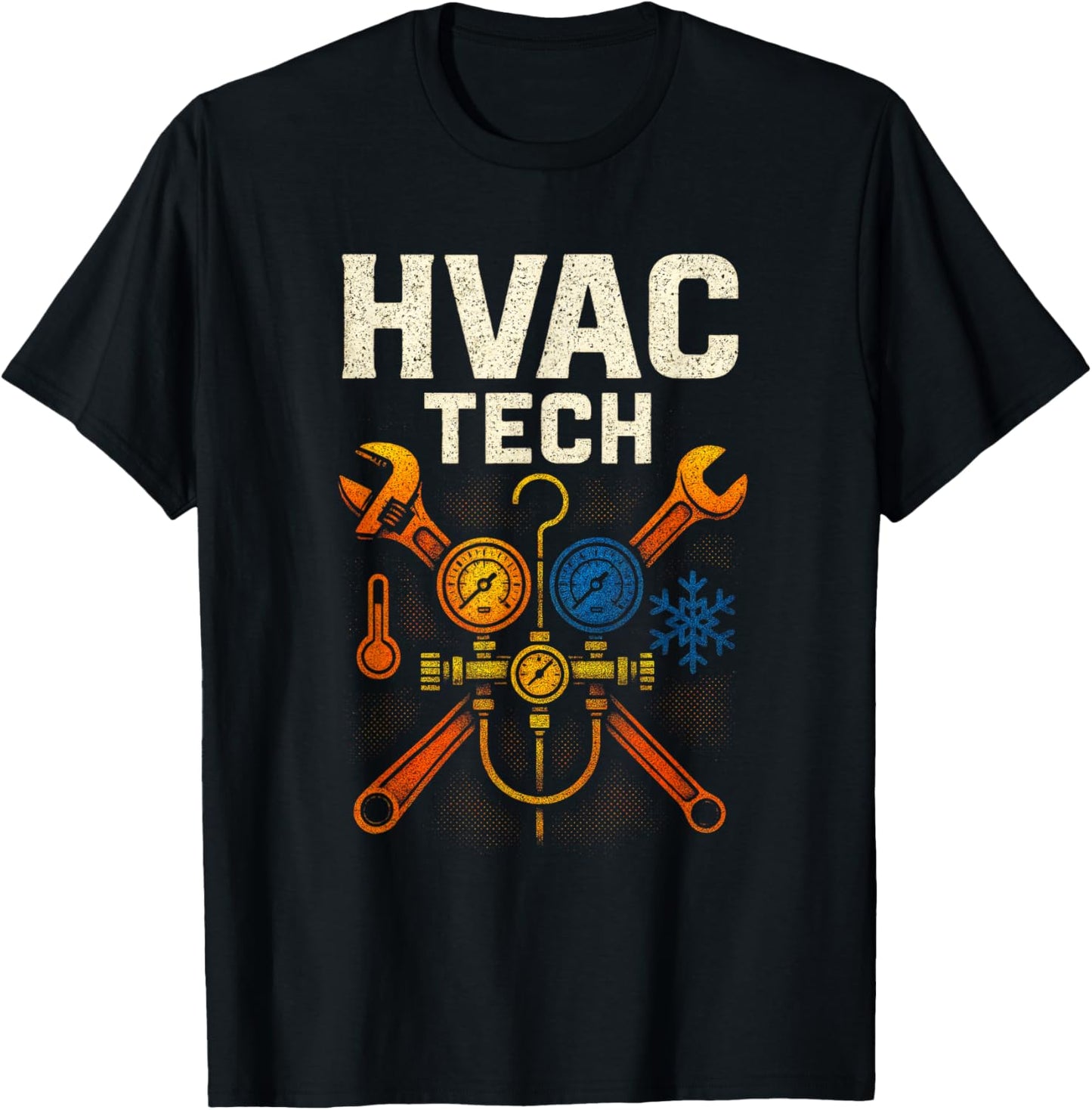 HVAC TECH - Vintage Retro Technician Tools T-Shirt - T-Shirt | Black