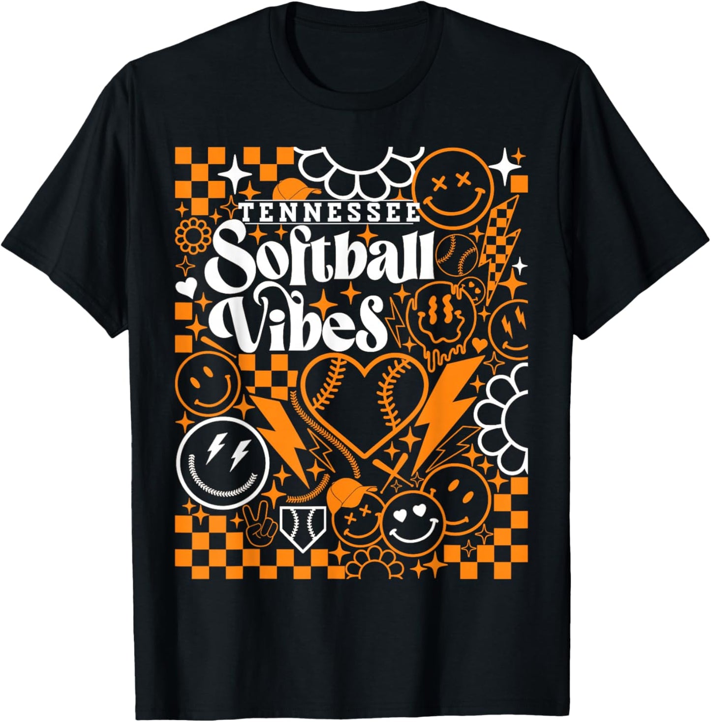 Tennessee Softball Vintage Kids Team Retro Softball Fan T-Shirt - T-Shirt | Black