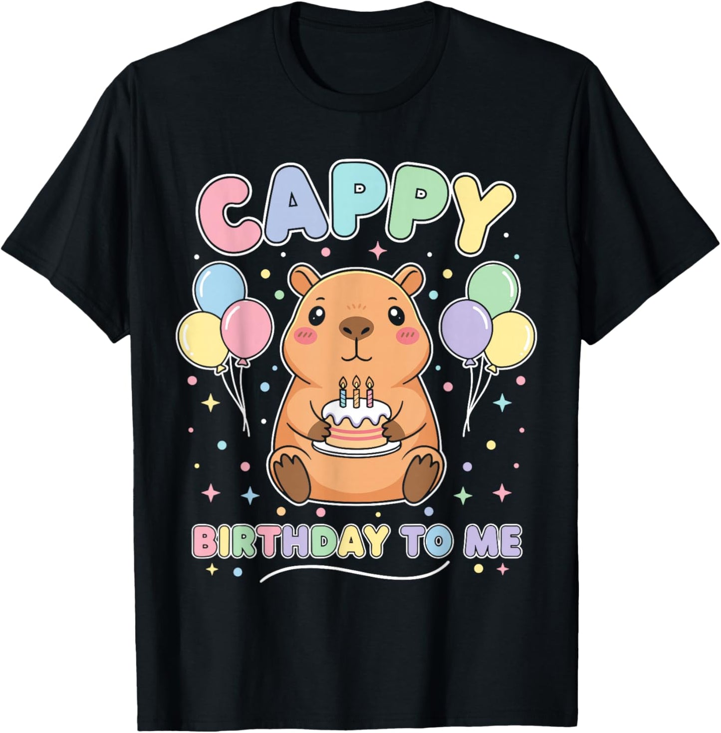 Capybara Birthday Shirt Cute Capybara Party Graphic T Shirt T-Shirt - T-Shirt | Black