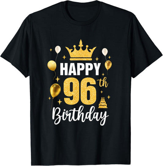 Happy 96Th Birthday Idea For 96 Years Old Man And Woman T-Shirt - T-Shirt | Black