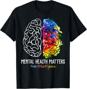 End The Stigma Mental Health Matters Mental Health Awareness T-Shirt - T-Shirt | Black
