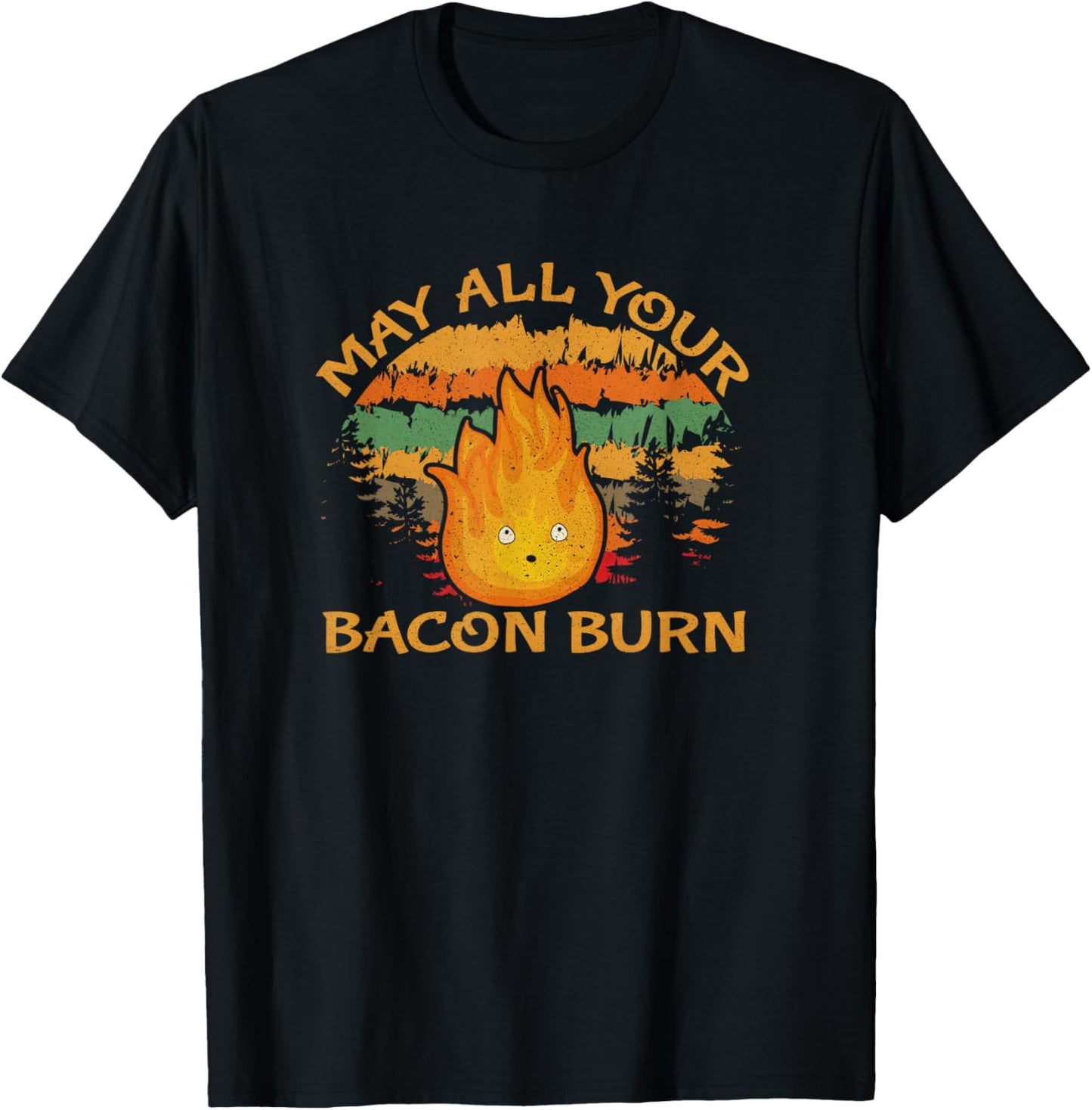 Retro Vintage Food Pun May All Your Bacon Burn Foodie T-Shirt - T-Shirt | Black
