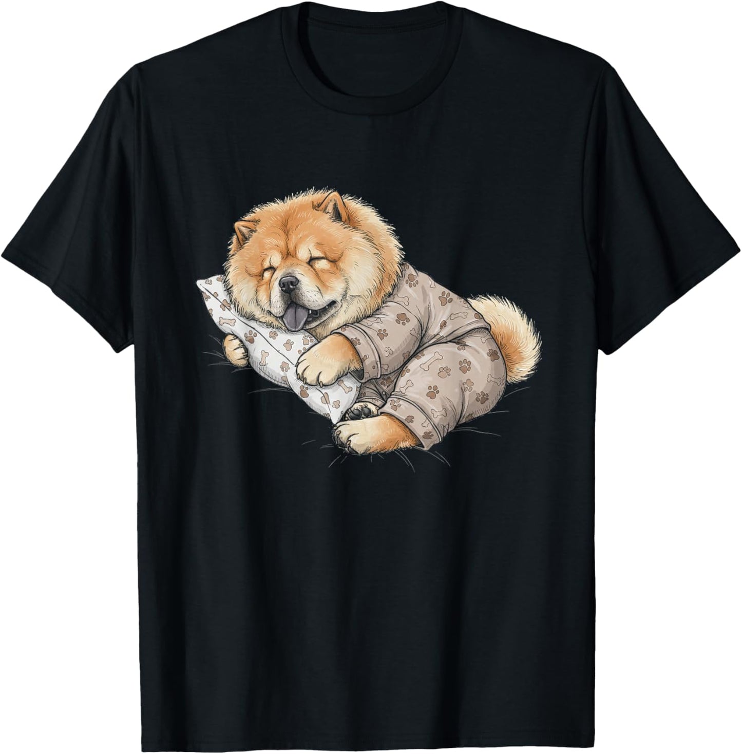 Funny Sleepy Chow Chow Pajama Men Women Kids T-Shirt - T-Shirt | Black