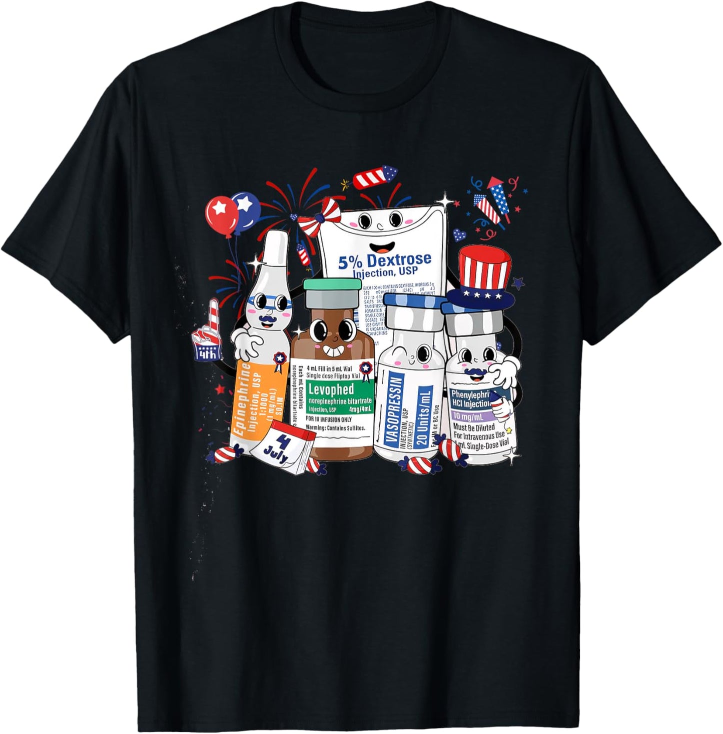 Red White Blue ICU Nurse Crew 4th of July Independence Day Men T-Shirt - T-Shirt | Black
