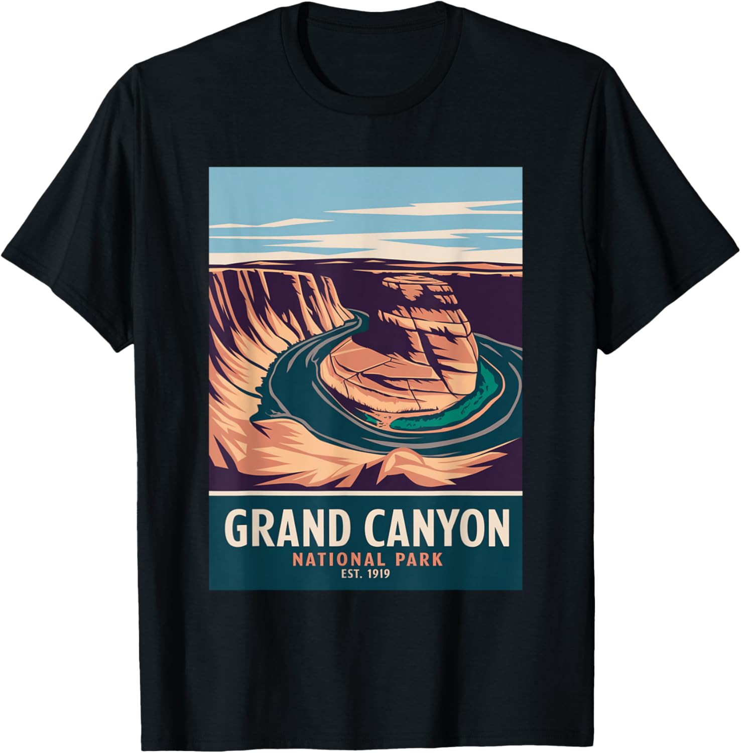 Grand Canyon National Park Vintage Camping Hiking Men Women T-Shirt - T-Shirt | Black