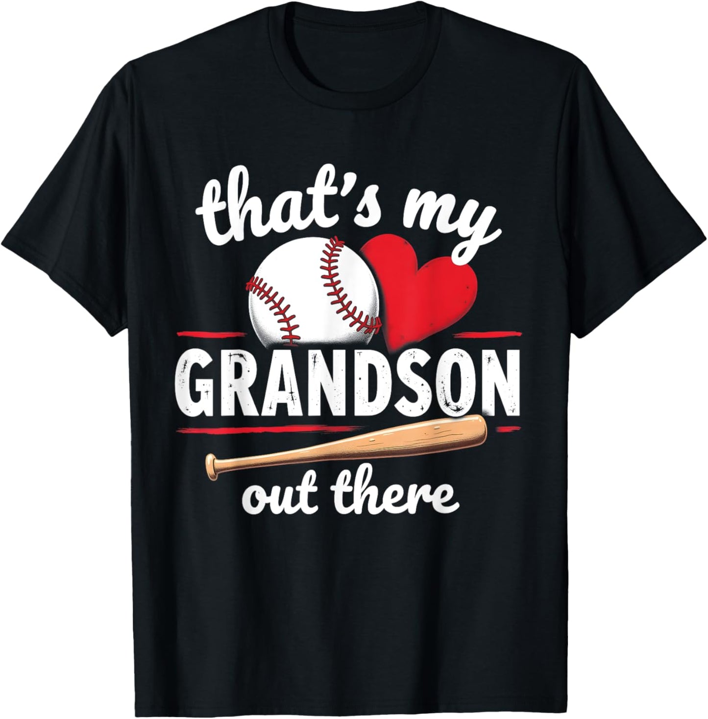 That's My Grandson Out There Baseball Grandma Mothers Day T-Shirt - T-Shirt | Black