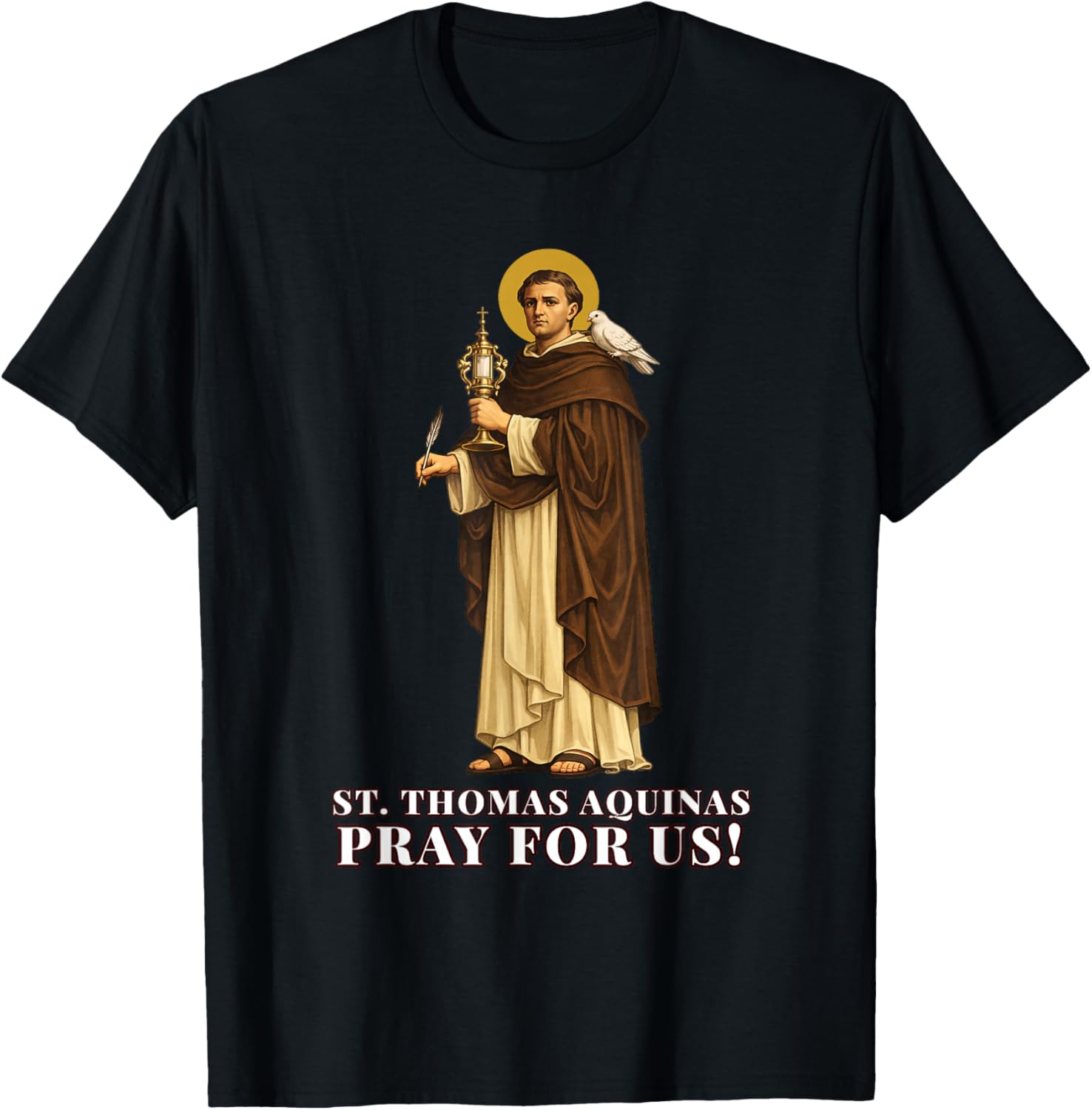 Catholic Devotion to St. Thomas Aquinas in Corpus Christi T-Shirt - T-Shirt | Black