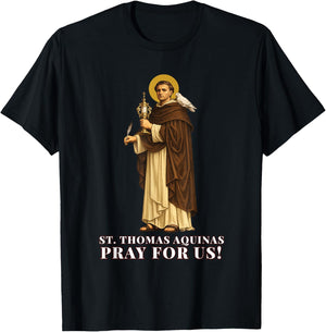 Catholic Devotion to St. Thomas Aquinas in Corpus Christi T-Shirt - T-Shirt | Black