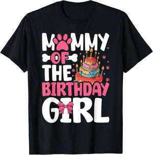 Mommy Of The Birthday Girl Dog Paw Birthday Party T-Shirt - T-Shirt | Black