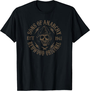 Sons of Anarchy Redwood Original Skull Biker TV Show T-Shirt - T-Shirt | Black