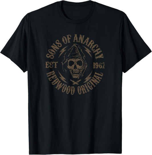 Sons of Anarchy Redwood Original Skull Biker TV Show T-Shirt - T-Shirt | Black
