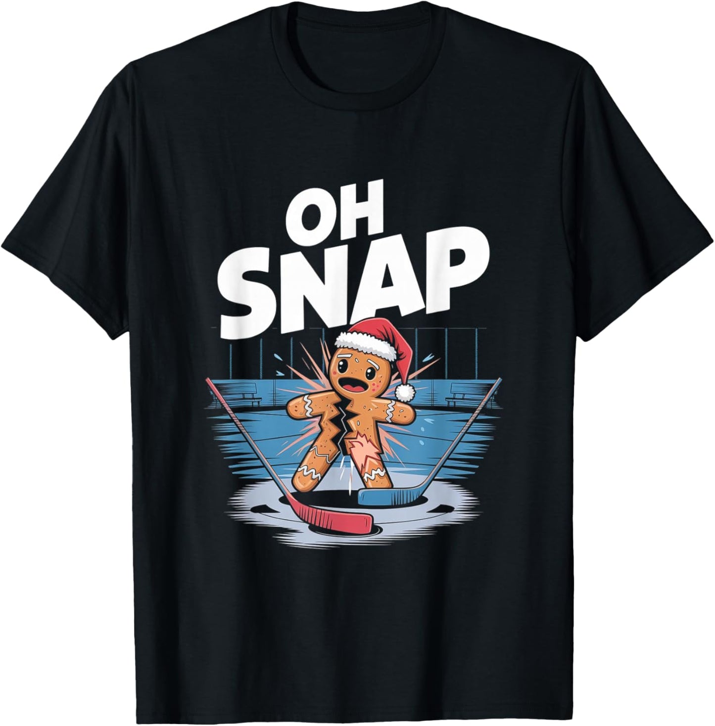 Ice Hockey Christmas Gingerbread T-Shirt - T-Shirt | Black