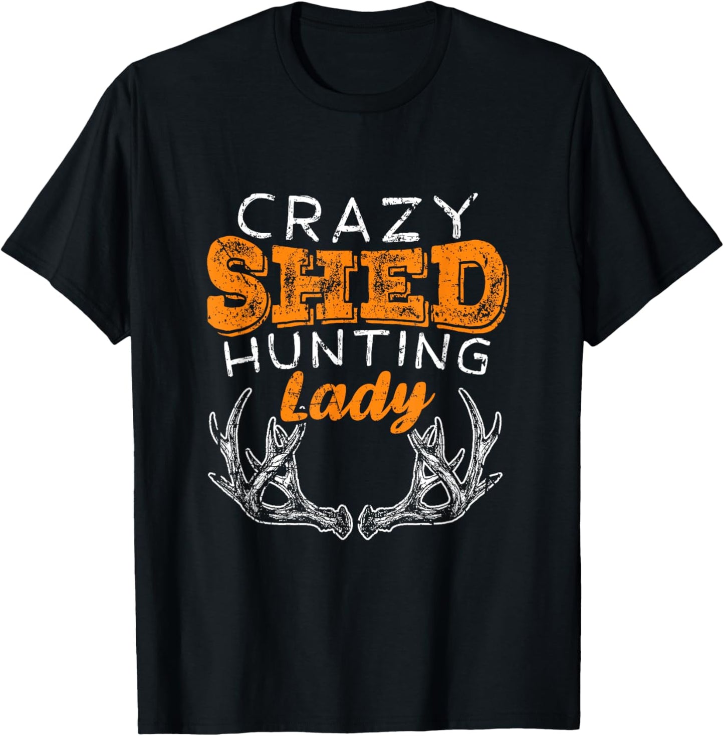 Crazy Shed Hunting Lady Antler T-Shirt - T-Shirt | Black