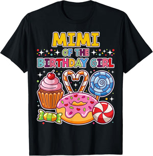 Mimi of the Birthday Girl Candyland Colorful Lollipop Party T-Shirt - T-Shirt | Black