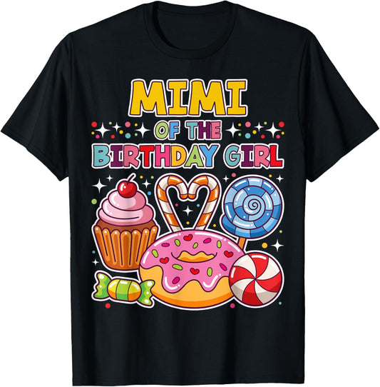 Mimi of the Birthday Girl Candyland Colorful Lollipop Party T-Shirt - T-Shirt | Black