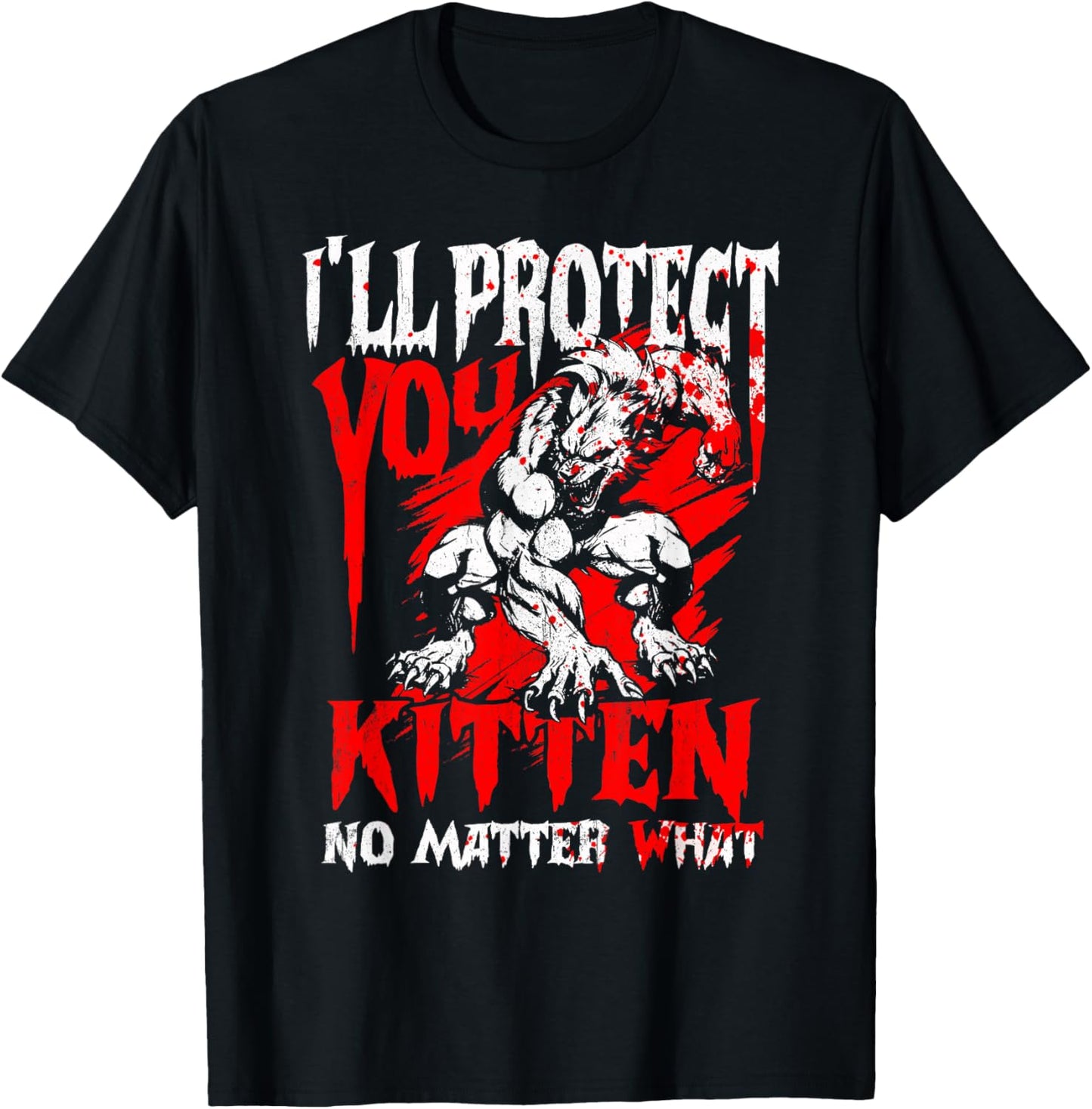 Alpha Wolf Ich werde dich beschützen Kitten egal was [German Language] T-Shirt - T-Shirt | Black
