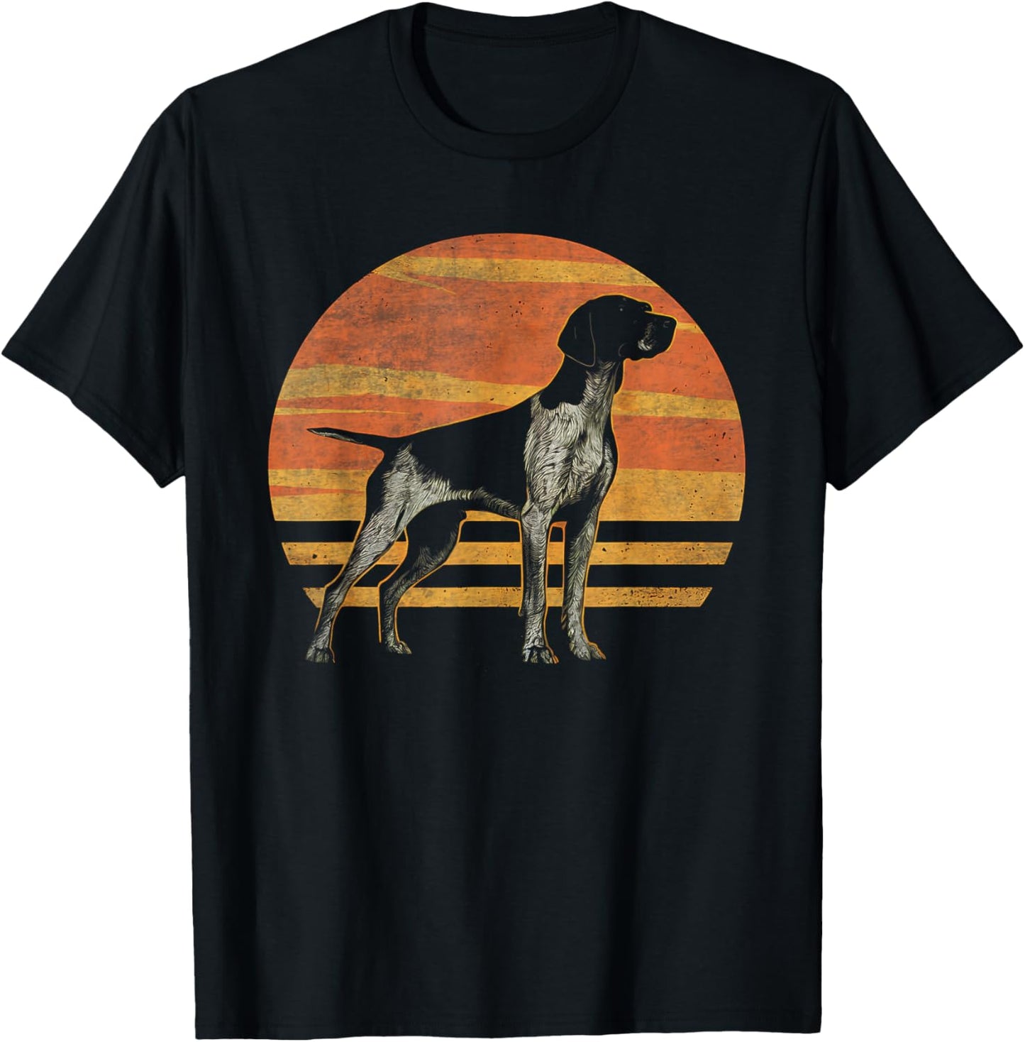 Retro Sunset Design German Shorthaired Pointer Dog T-Shirt - T-Shirt | Black