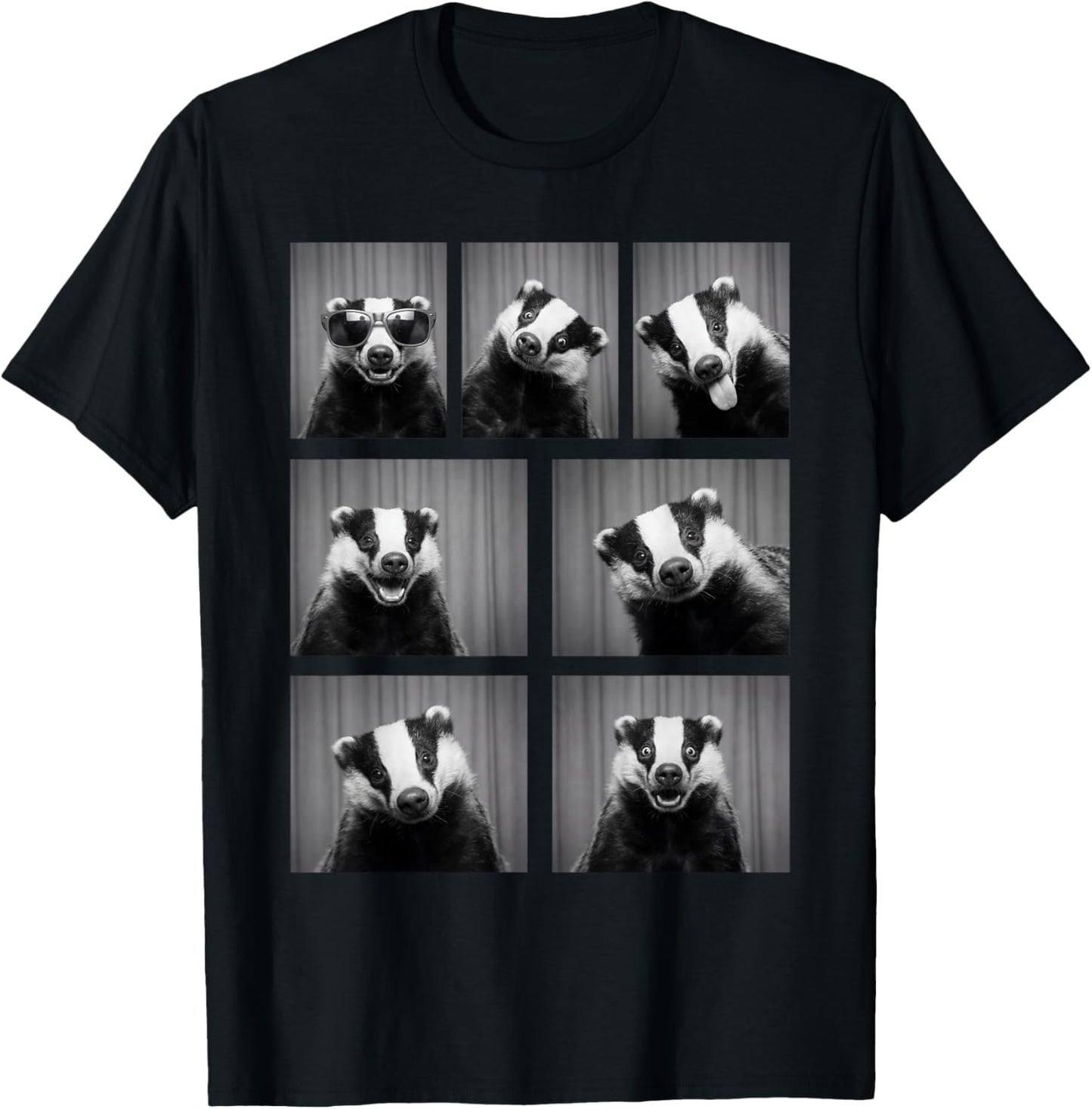 Honey Badger Photobooth Funny Animal Portrait T-Shirt - T-Shirt | Black