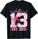 Hello Thirteen Est 2013 Pink Coquette Bow 13th Birthday Girl T-Shirt - T-Shirt | Black