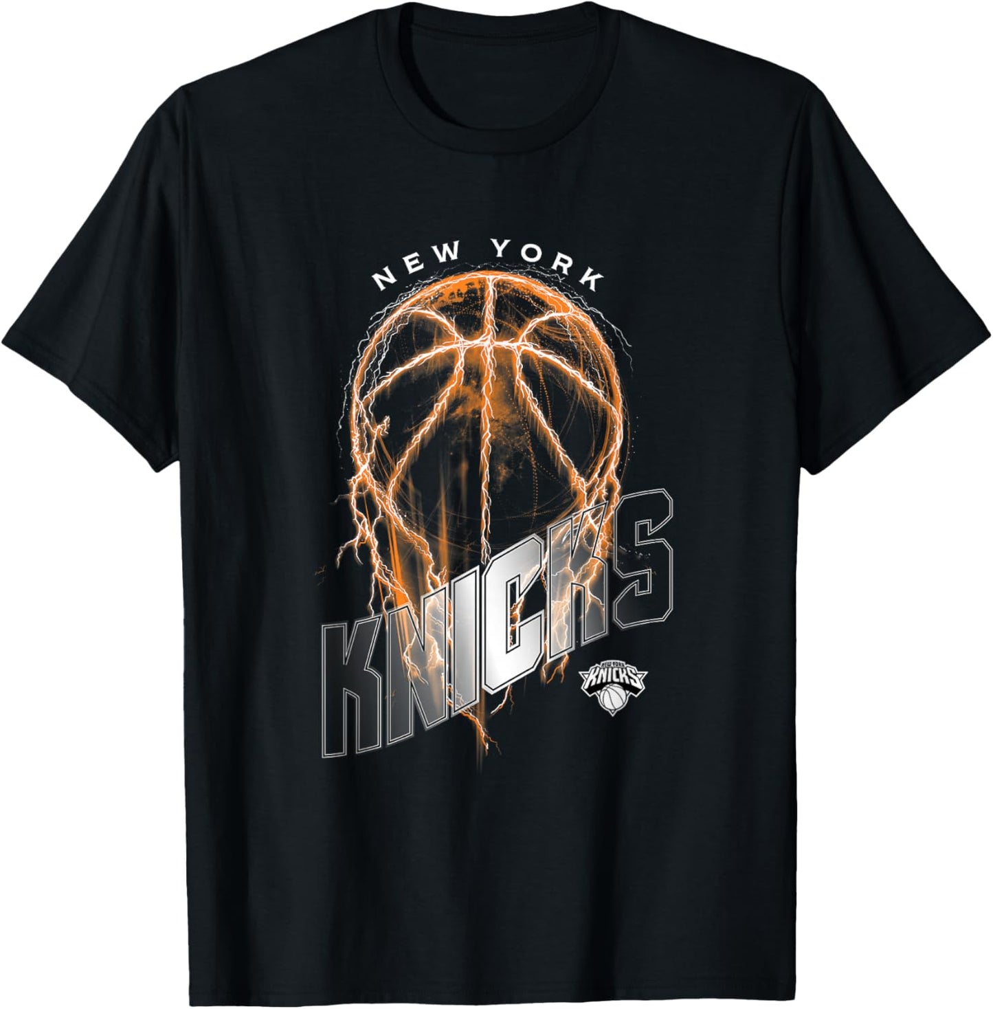 NBA New York Knicks Lightning Bolt Basketball Logo T-Shirt - T-Shirt | Black