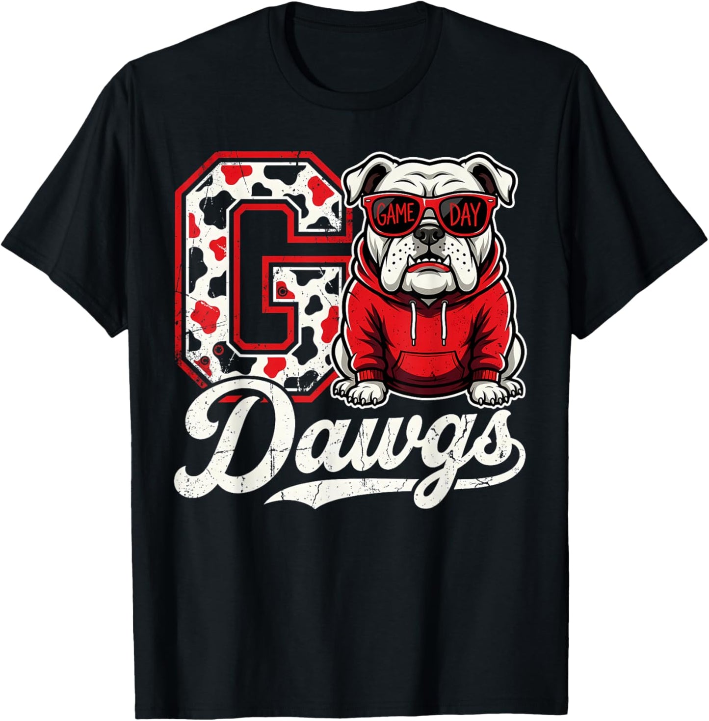 Bulldog Go Dawgs Men Women Kids Boys Youth Girls Teen T-Shirt - T-Shirt | Black