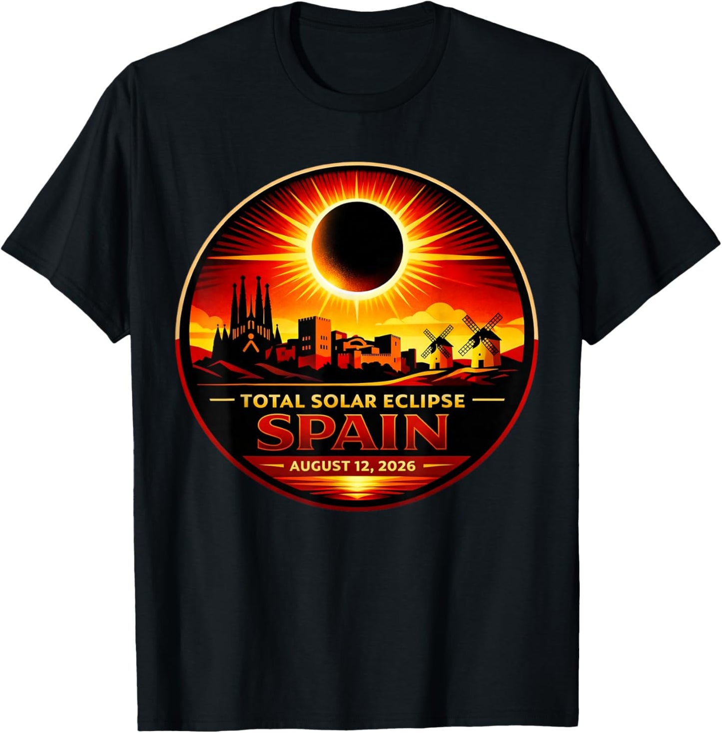 Total Solar Eclipse 2026 Espagne – Totality Chaser Science T-Shirt - T-Shirt | Black