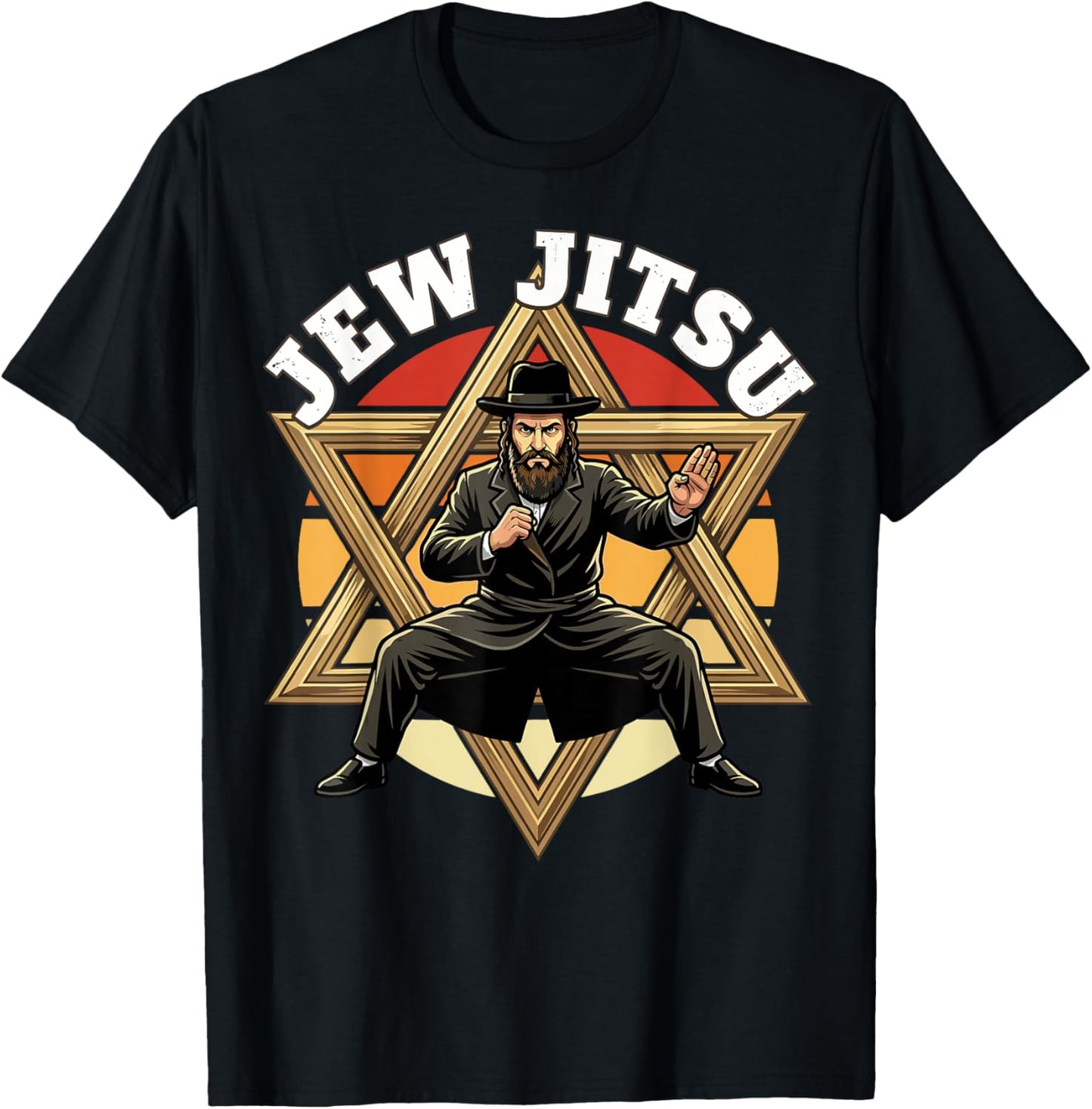 Funny Jewish Hanukkah Rabbi Horah Dance Jiu Jitso T-Shirt - T-Shirt | Black
