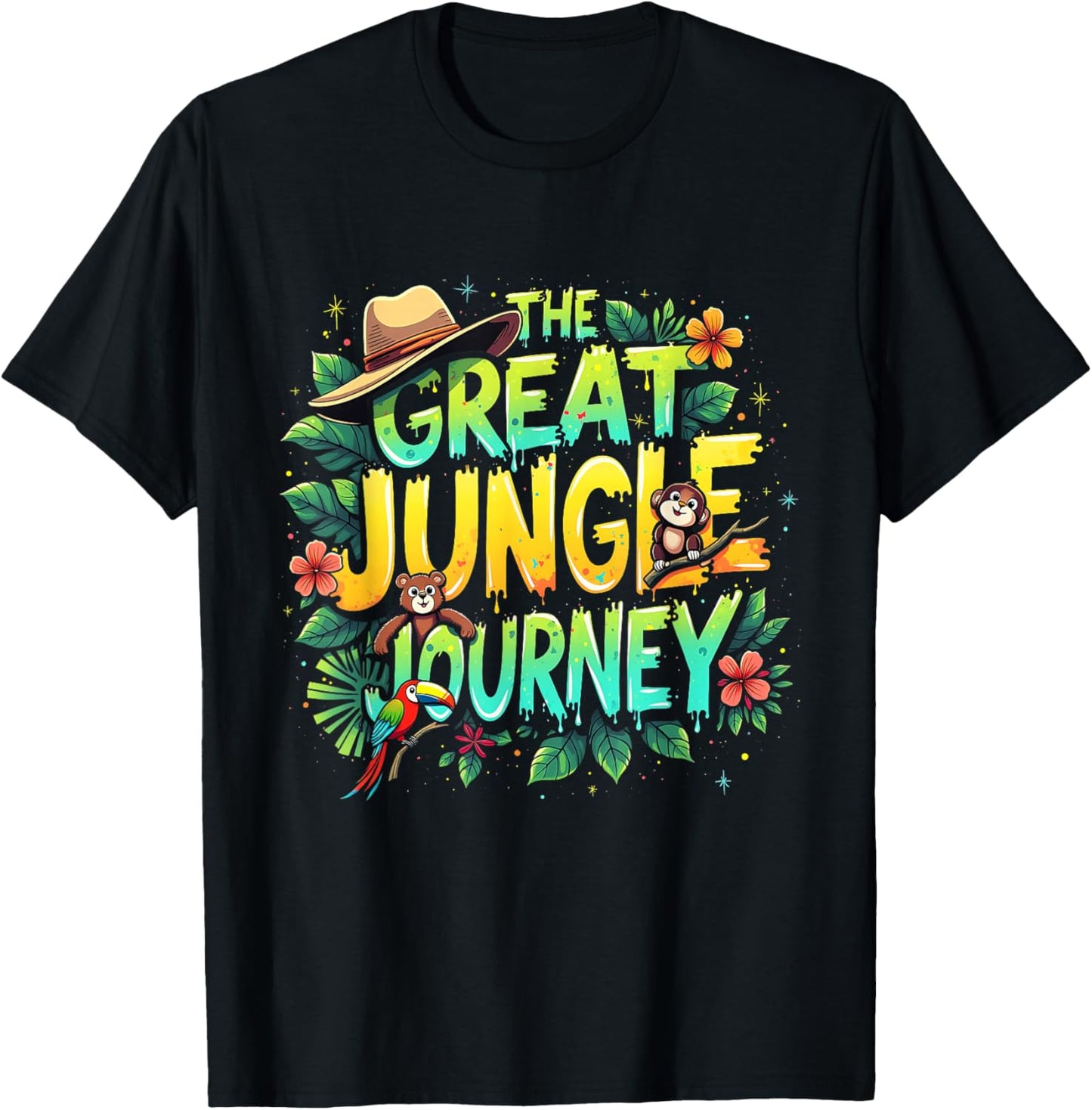 Retro The Great Jungle Journey Adventure Theme VBS Apparel T-Shirt - T-Shirt | Black