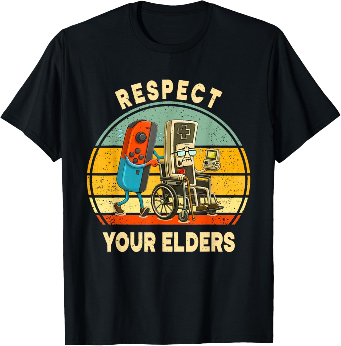 Respect Your Elders Gamer Control Retro Funny Gamer Men Kid T-Shirt - T-Shirt | Black