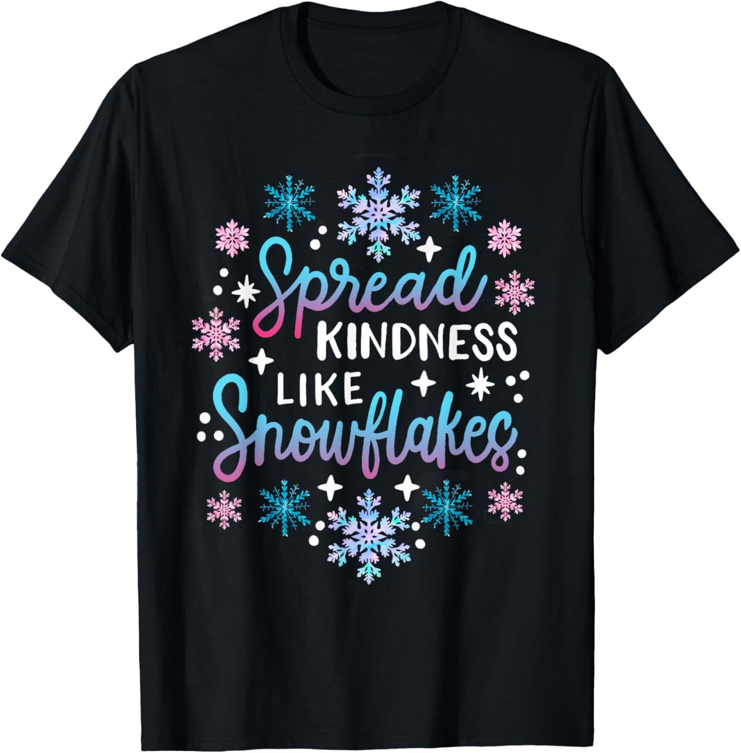 Spread Kindness Like Snowflakes Christmas Mental Health T-Shirt - T-Shirt | Black