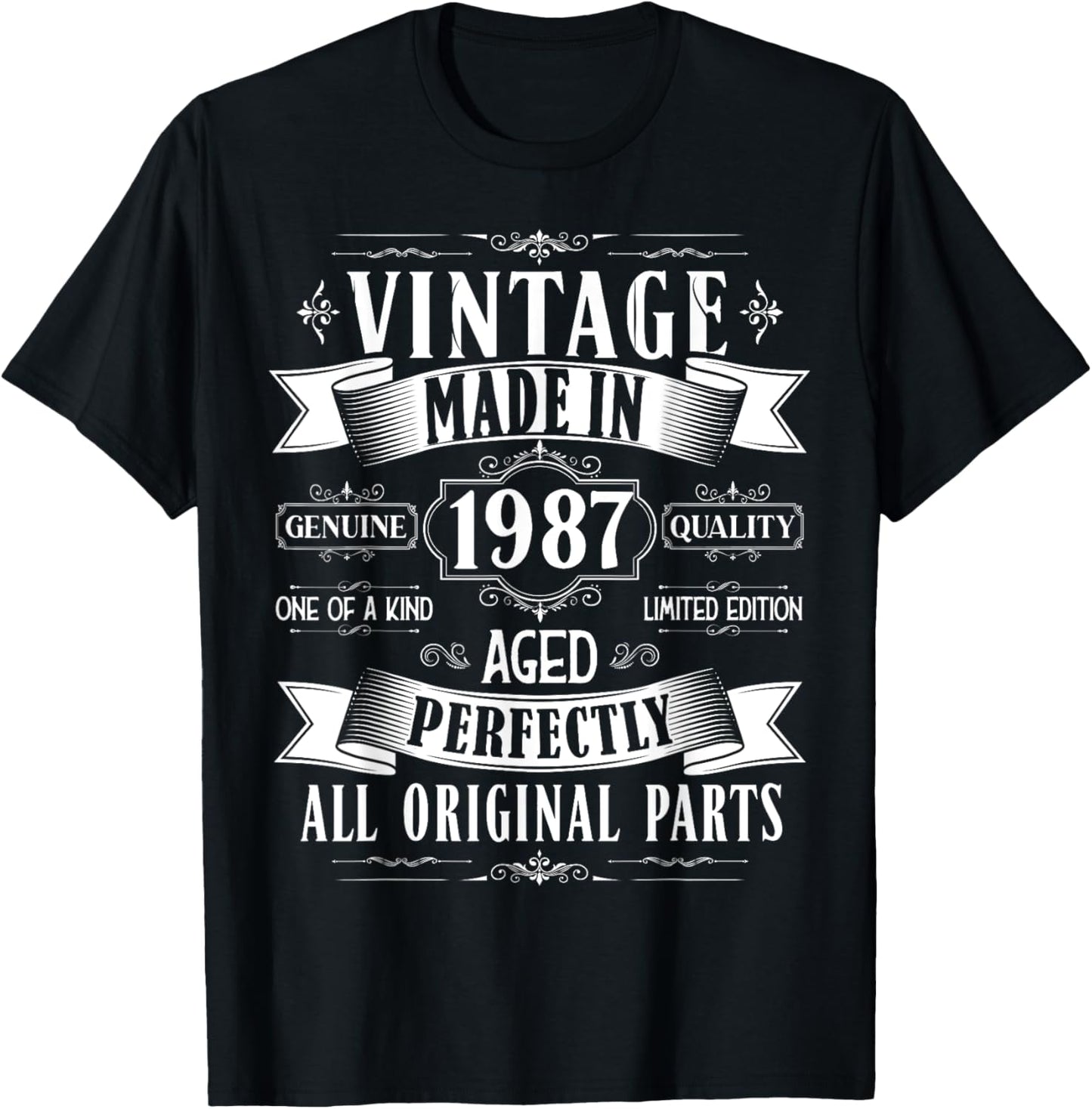 Vintage 38th birthday men Born 1987 38 years old Bday T-Shirt - T-Shirt | Black