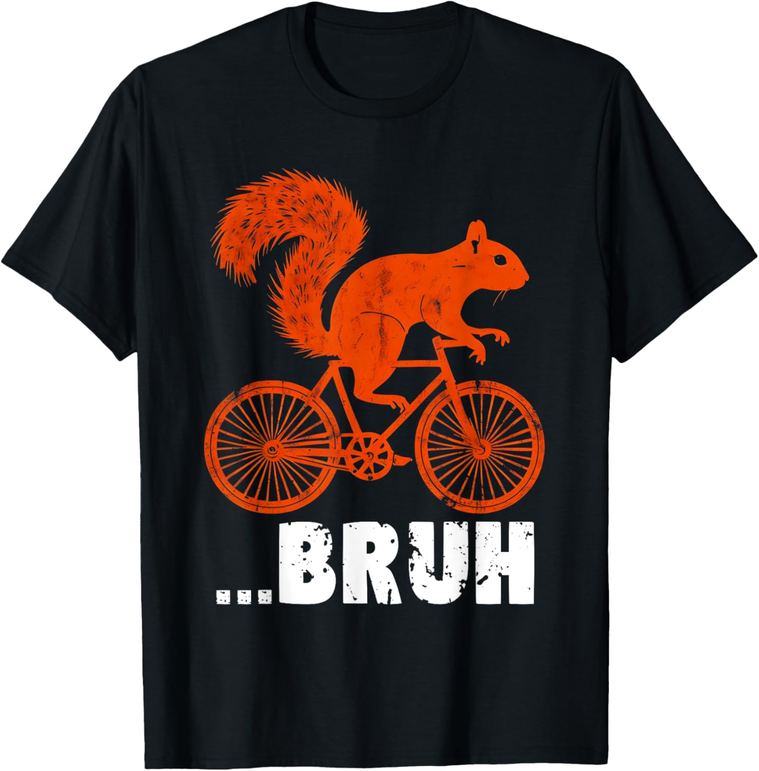 Bruh Squirrel Riding A Bicycle Vintage Bike Squirrel Funny T-Shirt - T-Shirt | Black