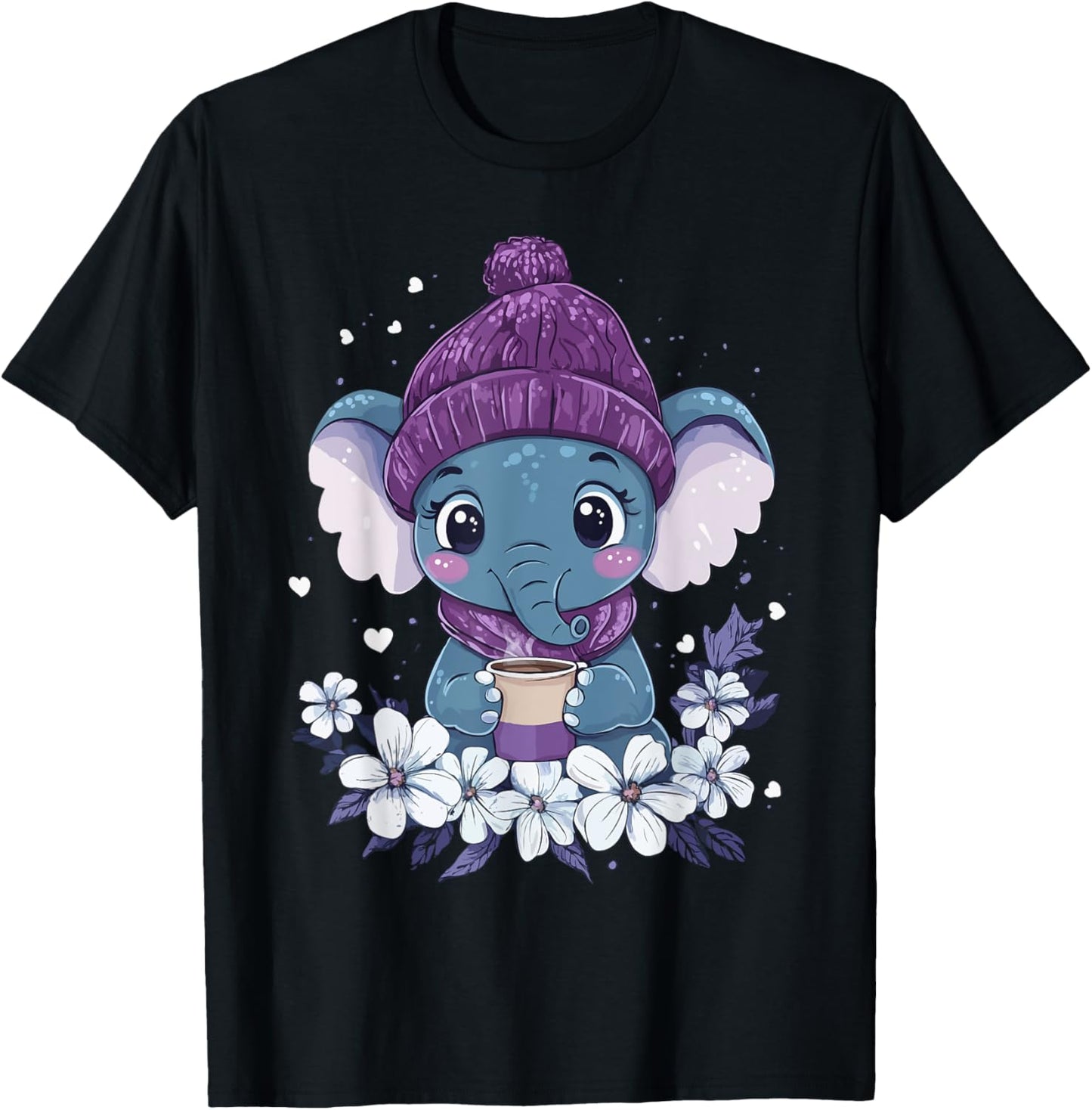 Elephant Coffee Girls Clothes Boys Decorations Kids Elephant T-Shirt - T-Shirt | Black