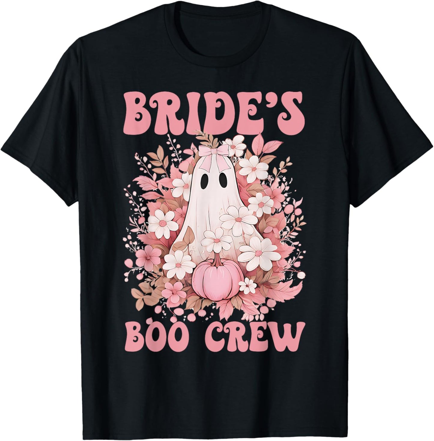 Bride's Boo Crew Cute Floral Ghost Halloween Bachelorette T-Shirt - T-Shirt | Black
