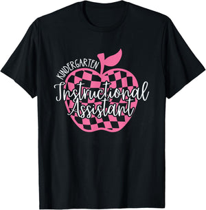Retro Kindergarten Instructional Assistant Apple Teacher Men Women Kids T-Shirt - T-Shirt | Black
